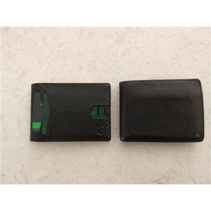 Men's Slim Wallet with 12 Slots RFID Blocking Black Bifold Wallet with ID Window